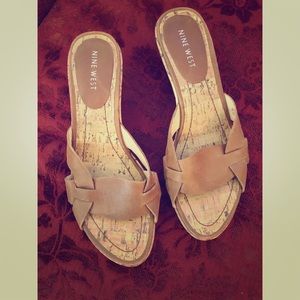 Brown Nine West ‘Groovily’ Heeled Sandals